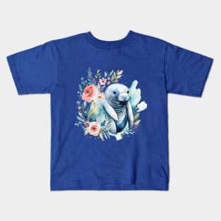 Floral manatee Kids T-Shirt